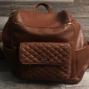 Quilted Front Pocket Women’s Backpack - Brown